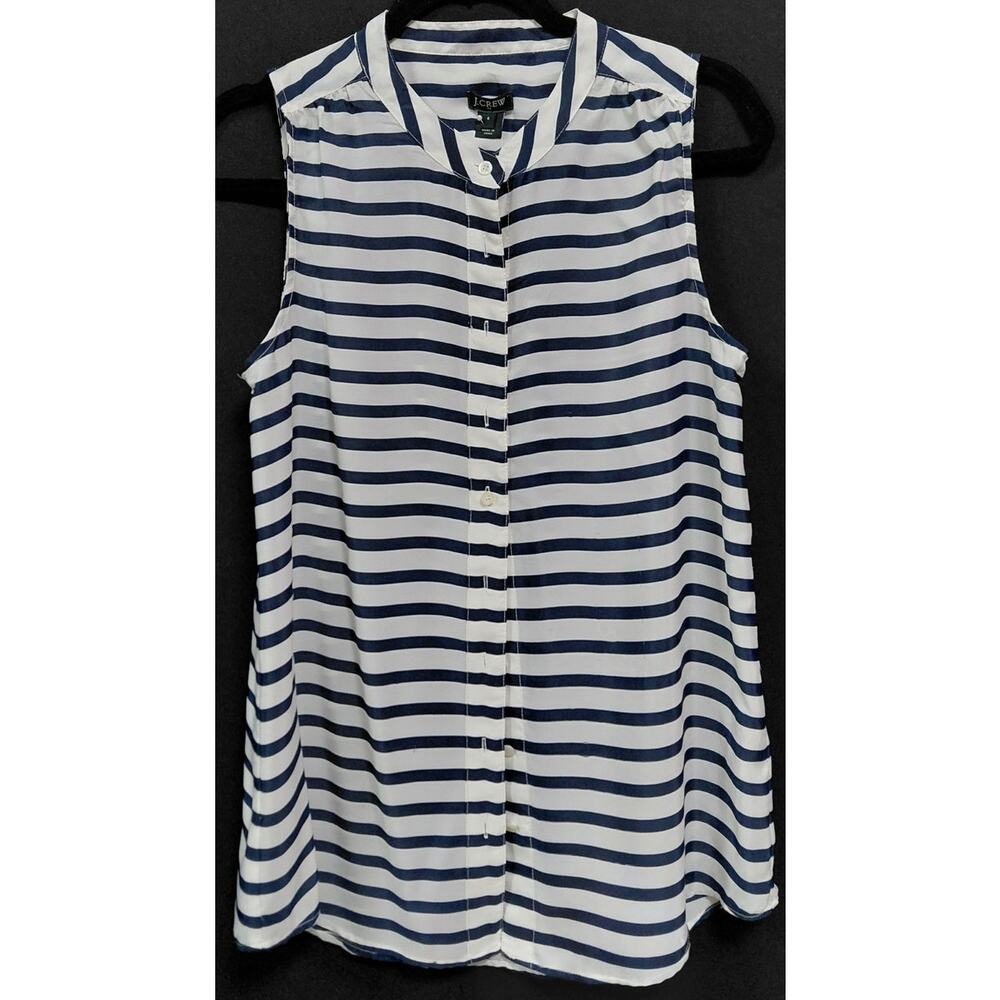 J.CREW Striped Sleeveless Blouse Collared Lightweight Women Size 6